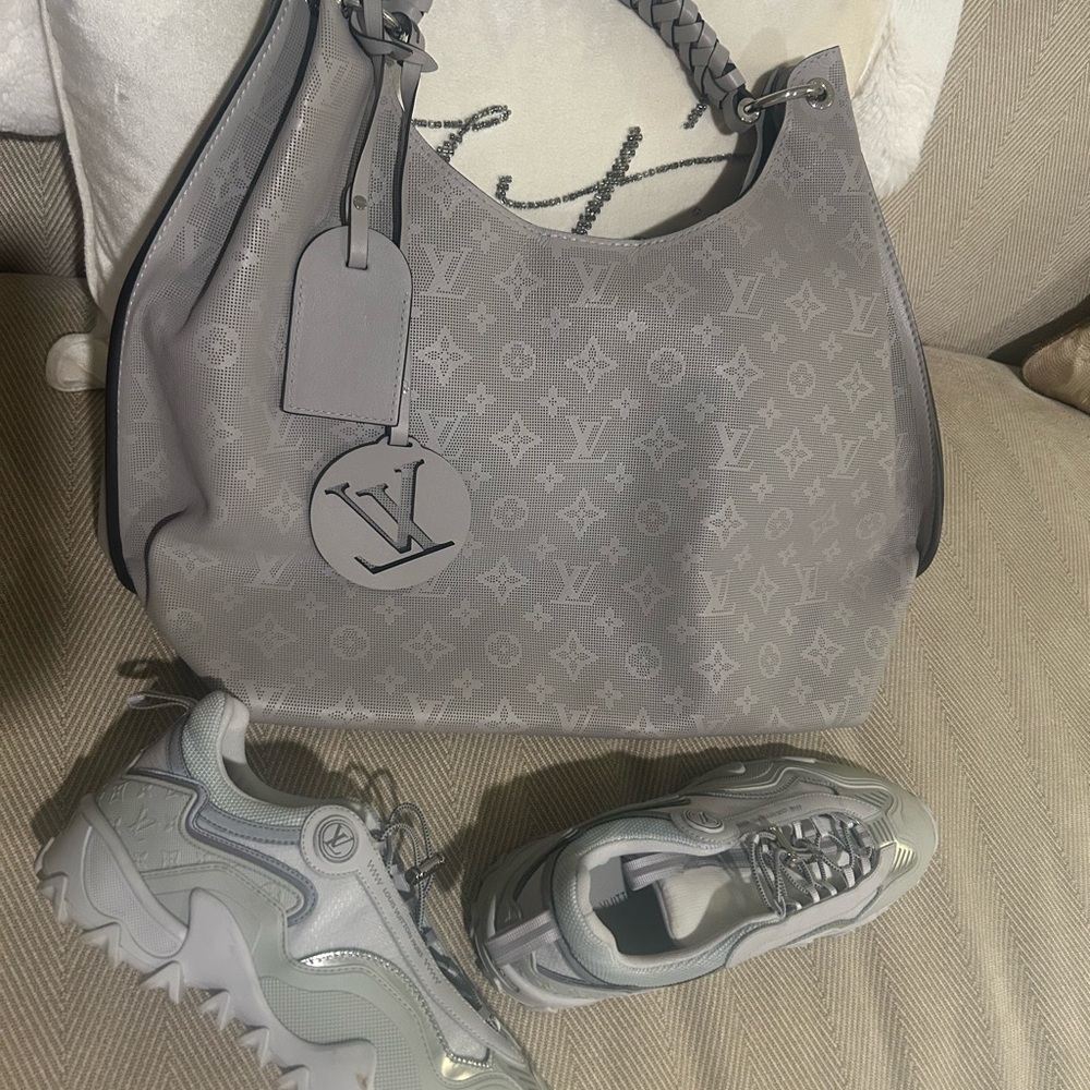 Louis Vuitton Silver Monogram Bag and Sneakers